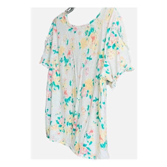 LAUREN CONRAD SHORT SLEEVE PULL-OVER TOP, WOMENS, XL, MULTICOLOR FLORAL PATTERN - Picture 5 of 9